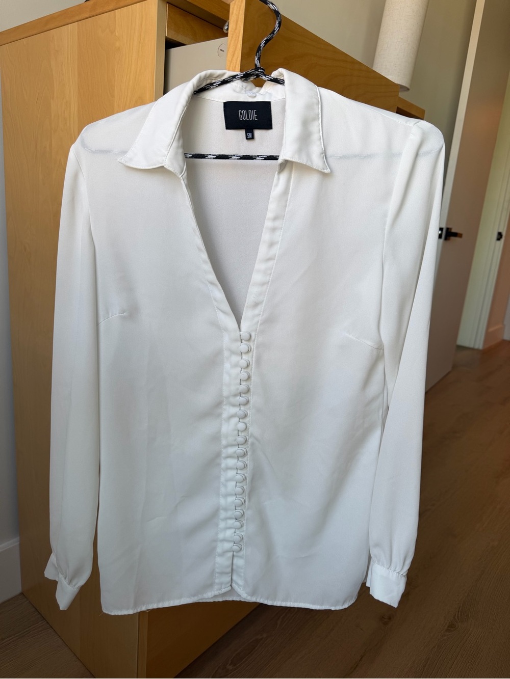 Goldie Ivory Button-Front Long Sleeve Blouse